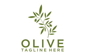 Wall Mural - green olive branch logo or symbol vector illustration