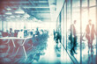 © WAN_ASSET - Business people walking in motion blur, blurred businessman working in modern office Ai generated