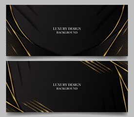 set abstract elegant luxury black with shiny gold line background vector. luxury elegant theme. for banner ads, web and poster background