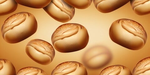 Wall Mural - Fluffy, yeast-made buns, dripping with butter, soar against a neutral backdrop. Generative AI