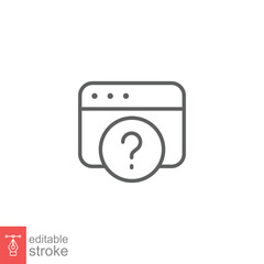 Poster - FAQ icon. Frequently asked question, web page, browser window, helpdesk concept. Simple outline style. Thin line symbol. Vector illustration isolated on white background. Editable stroke EPS 10.