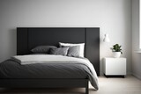 Fototapeta  - Minimal modern cozy bedroom, a space for relaxation and rest, AI generated