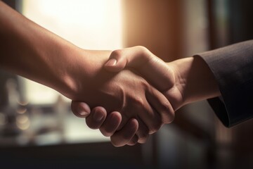 Hands shake business concept, a symbol of agreement, partnership, AI generated