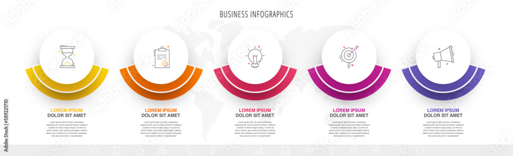 Vector infographic design template. Modern timeline concept with 5 ...