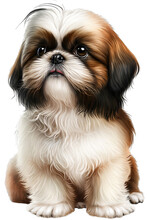 Shih Tzu Cute Dog With A Transparent Background. Generative AI