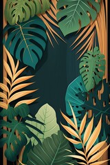  2D flat leaf pattern background,Generative AI