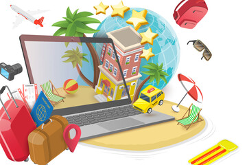 3D  Conceptual Illustration of Vacation Package