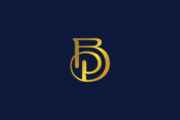 BP golden modern luxury typography logo design, bp fashion brand, bp icon, bp lettering