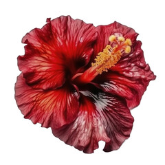 Wall Mural - Hibiscus flower head on white background, created with generative AI