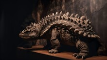 Dinosaur Type Creature Similar To Ankylosaurus On Exhibition Design Generative Ai