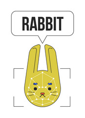 Fototapete - Rabbit image recognition linear flat color vector icon. Editable thin line colour animal on white. Lineart cartoon style spot illustration for web graphic design, animation. Bebas Neue font used