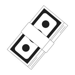Fototapete - Banknotes pack monochrome flat vector object. Salary paycheck. Editable black and white icon. Full sized element. Simple thin line art spot illustration for web graphic design and animation