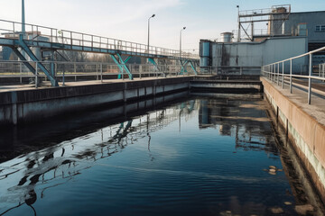 modern urban waste water treatment plant. generative ai.