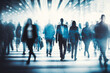 © VisualProduction - Crowd of business people, silhouettes, blurred image. Generative ai.