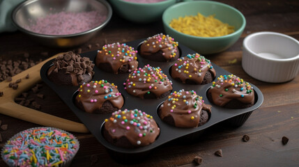 Canvas Print - Chocolate Brigadiers with Sprinkles Generative AI