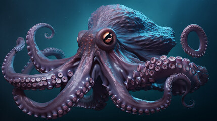 Sticker - A mystical octopus guarding a hidden underwater city Generative AI