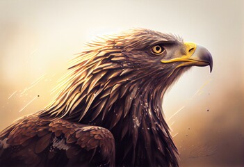 White tailed eagle ( Haliaeetus albicilla ) waterpaint image. Generative AI