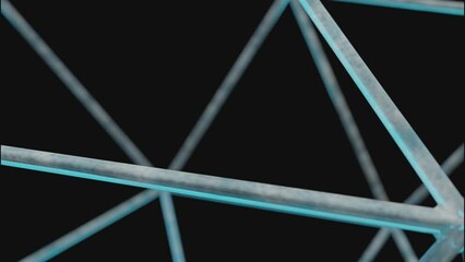Poster - Black background. Design. Small lines of blue shades giving small patterns diverging in different directions in the animation.