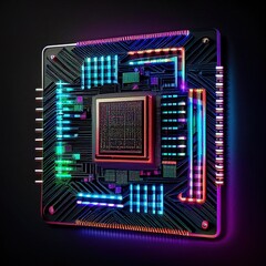 Poster - circuit board with processor, AI Motherboard RGB motherboard