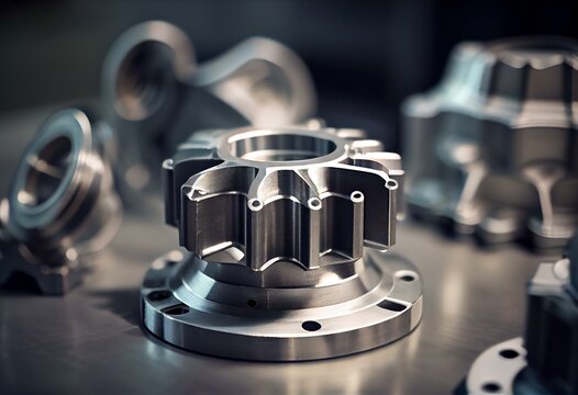 Aluminum Machined Parts by CNC Machine,Anodize Aluminum.Metal parts, milling industry. Generative AI