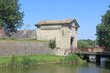 Old city walls and gatehouse of Bergues, France	