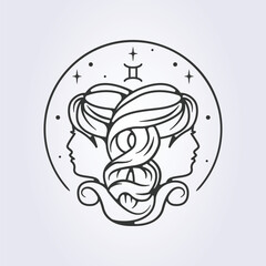 gemini zodiac astrology horoscope vector line art illustration design