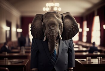 Wall Mural - Elephant Senator Giving Political Speech Generative AI