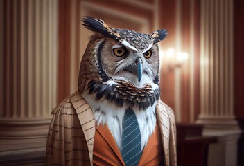 Wall Mural - Owl Political Party Member Running For Office Generative AI