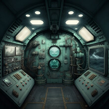 Inside A Submarine. Generative AI.	
