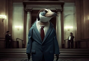 Wall Mural - Penguin Politician Addressing The Public Generative AI