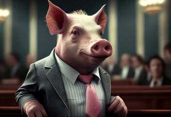 Wall Mural - Pig Congressman Giving Political Speech Generative AI