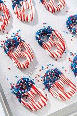 Wall Mural - Red White and Blue Chocolate Covered Pretzel Twists