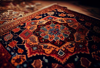 Traditional carpets from Middle East. Variety of the gorgeous oriental carpets. Generative AI