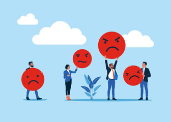 negatively thinking business people. modern vector illustration in flat style