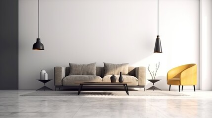 Wall Mural - Modern interior furniture isolated on white background, generative ai
