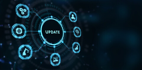Business, Technology, Internet and network concept. Update software computer program upgrade. 3d illustration