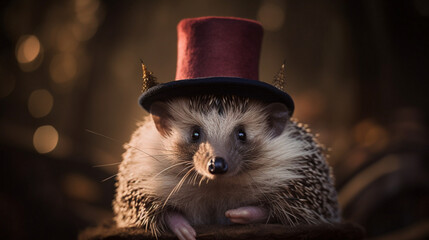 Poster - Hedgehog in a medieval executioners outfit Generative AI