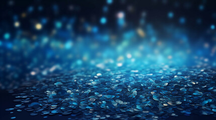 Canvas Print - Shiny Blue Glitter In Abstract Defocused Background Generative AI