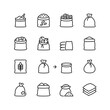 Sack, bag linear style icons set. Bag of grains, gems, coffee, flour, rice, and other cereals. Storage bags. Editable stroke width