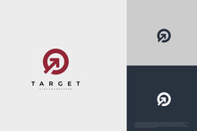 Simple Arrow Center Target Poin Logo Concept. Vector Illustration