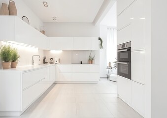 modern bright kitchen, interior design, generative ai