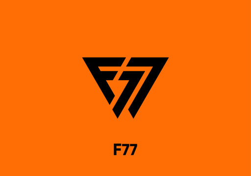 Strong bold monogram triangle letter F 77 number