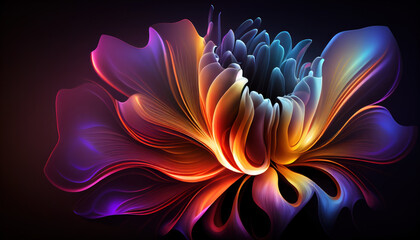 Sticker - Neon abstract flower by Generative AI