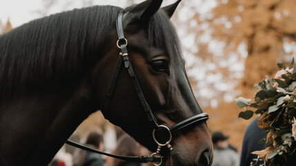 Wall Mural - Horse at a funeral Generative AI