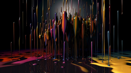 Poster -  Dark squares abstract background dripping art Generative AI