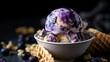 Blueberry cheesecake ice cream with blueberry swirls Generative AI