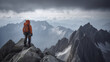 Alpinist climbing a mountain Generative AI