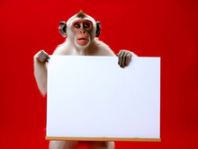 Monkey Holding A Blank Placard