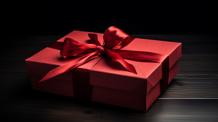 Canvas Print - A gift box wrapped with a red bow Generative AI