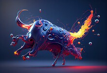 Fun Red Bull - 3D Illustration. Generative AI